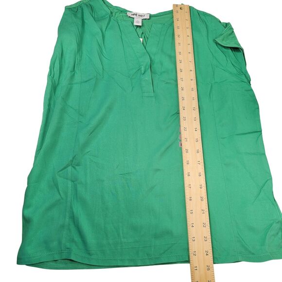 Nine West Women's Cap Sleeve V-Neck Fashion Top Green Spruce Small - Picture 10 of 10